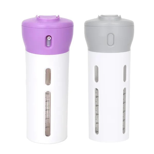 Travigo_2_Pieces_4_In_1_Travel_Bottle_Set_Dispenser_Includes_Four_40_Ml_Cosmetic_Toiletry_Containers_For_Shampoo_Lotions_Skincare_Makeup_Products_Gray_Purple_2_Pc_Set