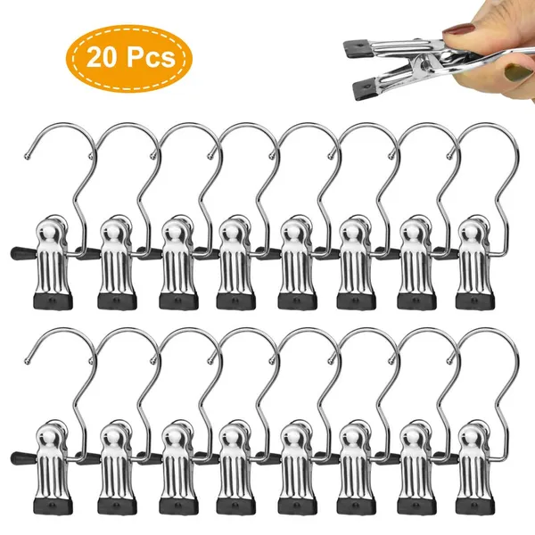 Buzifu_Pack_Of_20_Clip_Hooks_Boot_Hanger_Metal_Non_Slip_Clothes_Hanger_360_Rotating_Clips_Trouser_Laundry_Hanging_Hooks_Pegs_For_Scarves_Hats
