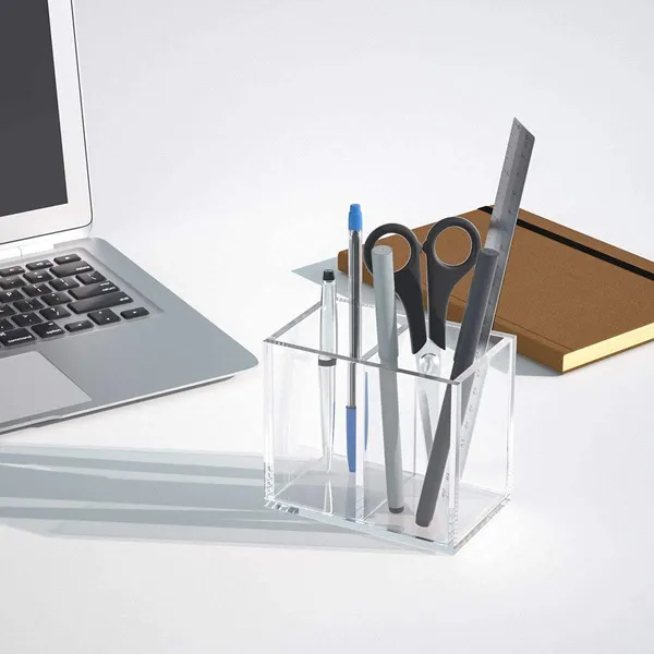 Niubee_Acrylic_Pen_Holder_2_Compartments_Gold_Scratch_Resistant_Thick_Acrylic_With_2_Slots_For_Pens_Pencils_Makeup_Brushes_Office_Vanity_And_School_Use