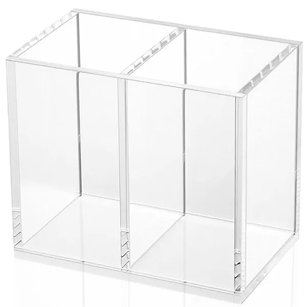 Niubee_Acrylic_Pen_Holder_2_Compartments_Gold_Scratch_Resistant_Thick_Acrylic_With_2_Slots_For_Pens_Pencils_Makeup_Brushes_Office_Vanity_And_School_Use