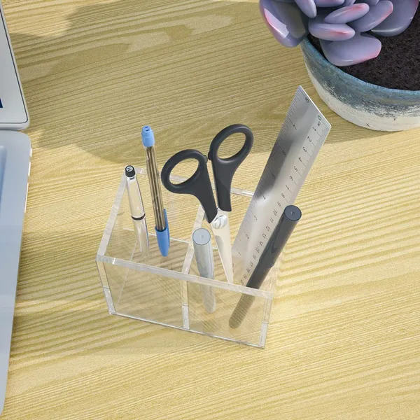 Niubee_Acrylic_Pen_Holder_2_Compartments_Gold_Scratch_Resistant_Thick_Acrylic_With_2_Slots_For_Pens_Pencils_Makeup_Brushes_Office_Vanity_And_School_Use
