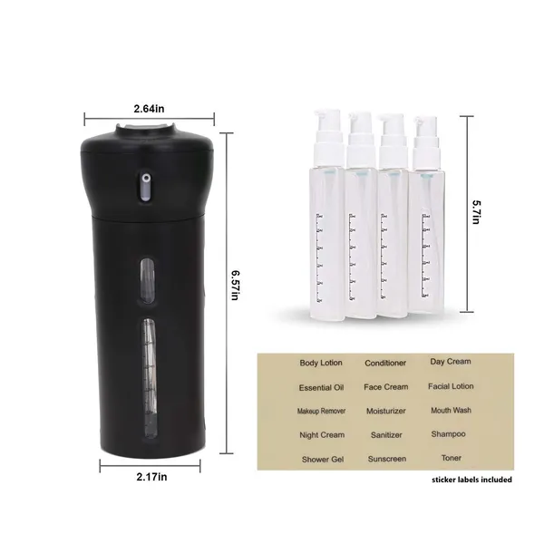 Travigo_4_In_1_Travel_Bottle_Dispenser_Includes_Four_Empty_Reusable_1_4_Oz_40_Ml_Cosmetic_Toiletry_Containers_For_Sanitizer_Soap_Lotions_Skincare_Makeup_Products_Black_Black_Plastic