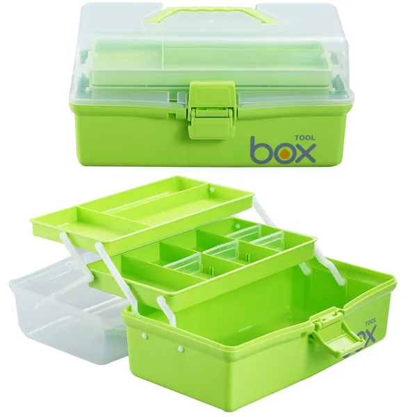 Horbac_12_Three_Layer_Clear_Plastic_Storage_Box_Tool_Box_Multipurpose_Organizer_And_Portable_Handled_Storage_Case_For_Art_Craft_And_Cosmetic_Multi_Color