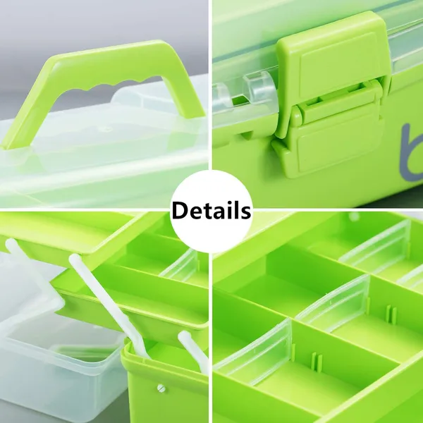 Horbac_12_Three_Layer_Clear_Plastic_Storage_Box_Tool_Box_Multipurpose_Organizer_And_Portable_Handled_Storage_Case_For_Art_Craft_And_Cosmetic_Multi_Color