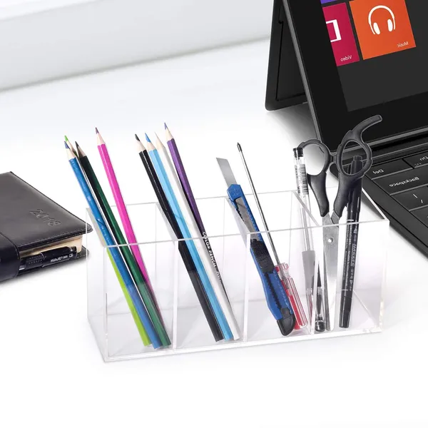 Umirokin_Minimalist_Clear_Acrylic_Pen_Holder_4_Compartment_Office_Desk_Organizer_For_Pens_Pencils_Markers_Makeup_Brushes