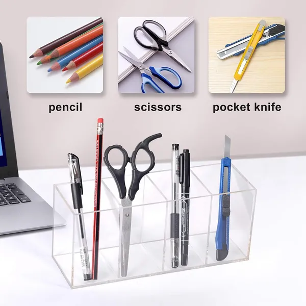 Umirokin_Minimalist_Clear_Acrylic_Pen_Holder_4_Compartment_Office_Desk_Organizer_For_Pens_Pencils_Markers_Makeup_Brushes