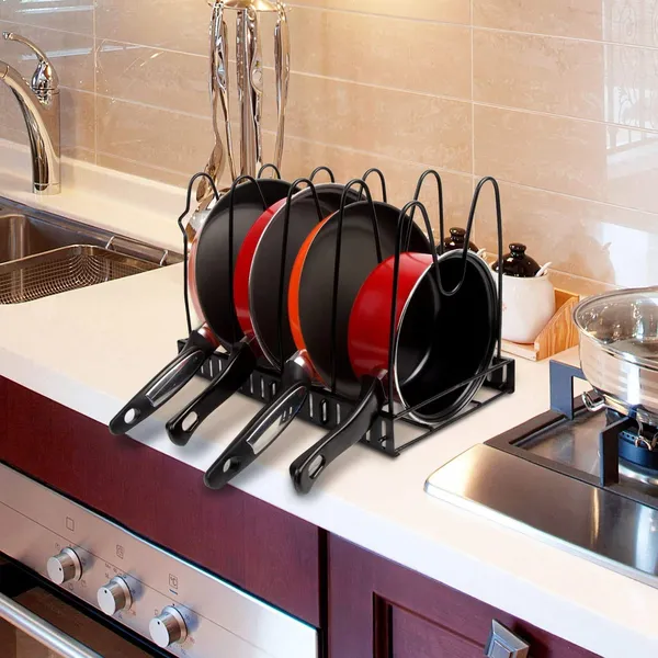 Height_Adjustable_Kitchen_Cookware_Organizer_Pan_Rack_Holder_Black_Ca_17