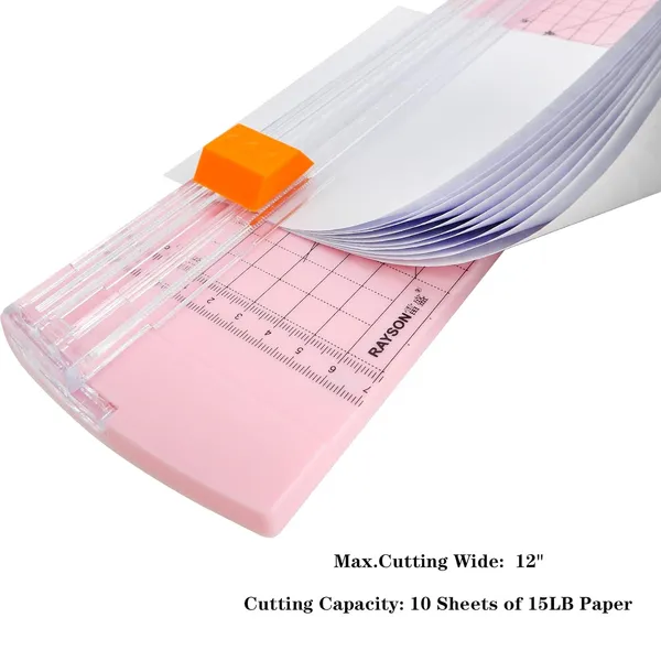 Rayson_Rc4000p_Us_12_Inch_Paper_Trimmer_A4_Size_Paper_Cutter_With_Automatic_Security_Safeguard_For_Coupon_Craft_Paper_And_Photos_Light_Pink