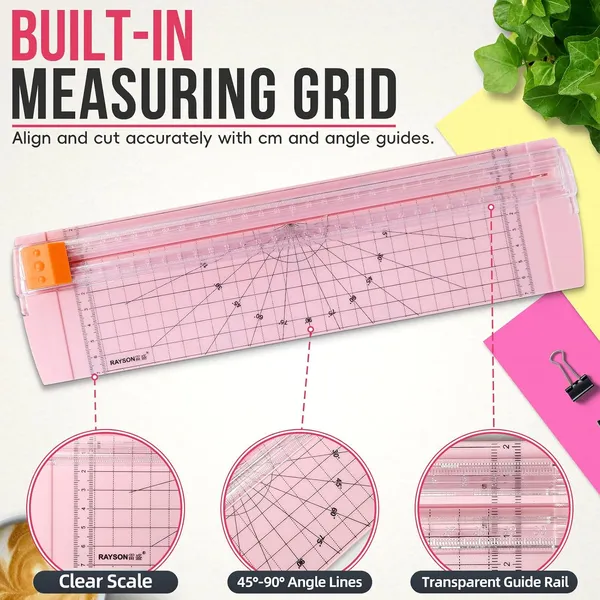 Rayson_Rc4000p_Us_12_Inch_Paper_Trimmer_A4_Size_Paper_Cutter_With_Automatic_Security_Safeguard_For_Coupon_Craft_Paper_And_Photos_Light_Pink