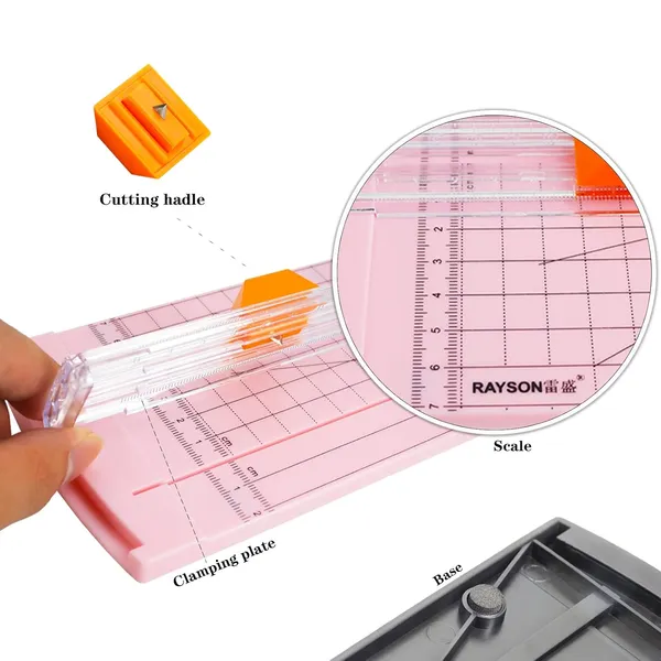 Rayson_Rc4000p_Us_12_Inch_Paper_Trimmer_A4_Size_Paper_Cutter_With_Automatic_Security_Safeguard_For_Coupon_Craft_Paper_And_Photos_Light_Pink