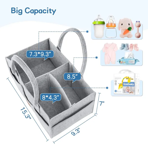 Diaper_Caddy_Organizer_Dipaer_Caddy_For_Baby_Nursery_Storage_Felt_Diaper_Organizer_For_Baby_Stuff_With_Handle_Portable_Baby_Basket_Boy_Girl_Changing_Table_Organizer_Suitable_For_Indoor_Outdoor