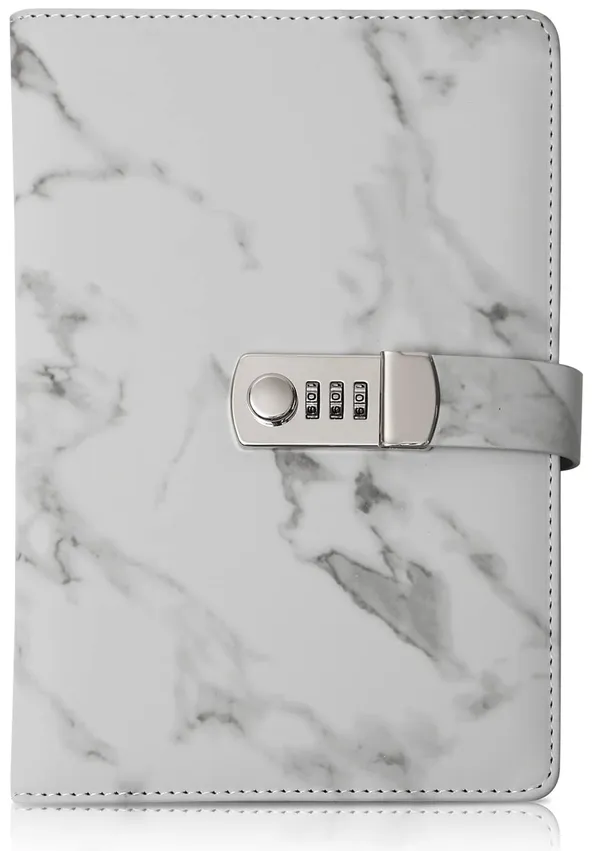 Lock_Journal_For_Women_Men_Kairuiying_Personal_Locking_Writing_Journal_Beautiful_Journal_For_Teenage_Girls_A5_Diary_For_Teen_Girls_Leather_Locking_Notebook_Gifts_For_Kids_Marble_Pattern_Gray