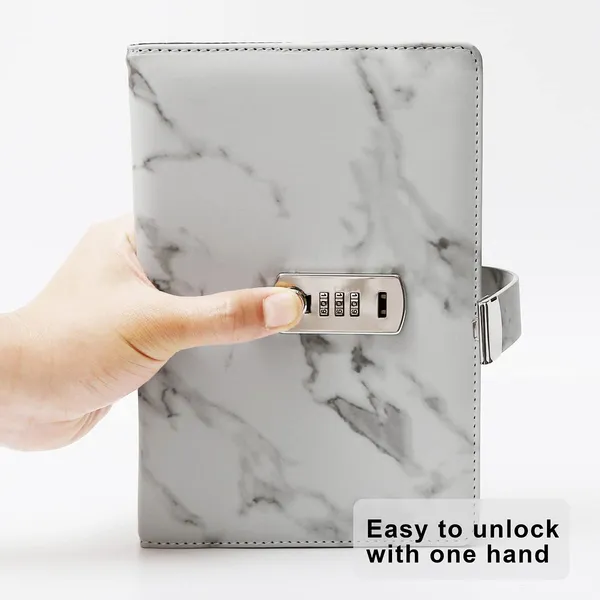 Lock_Journal_For_Women_Men_Kairuiying_Personal_Locking_Writing_Journal_Beautiful_Journal_For_Teenage_Girls_A5_Diary_For_Teen_Girls_Leather_Locking_Notebook_Gifts_For_Kids_Marble_Pattern_Gray