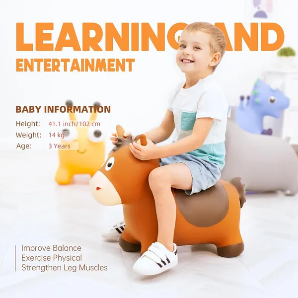 Zoojoy_Bouncy_Animals_Hopper_Inflatable_Bouncing_Horse_Hopper_Outdoor_Indoor_Jumping_Bounce_Hopping_Toys_For_Toddlers_Gift_For_18_Months_2_3_4_Year_Old_Kid_Toddler_Brown_Horse_Toys_For_Boys_And_Girls_Indoor_Outdoor_Bounce_Toys_For_2_Year_Old_Kids_Birthday_Gifts_For_2_3_4_5_6_Yrs_With_Pump