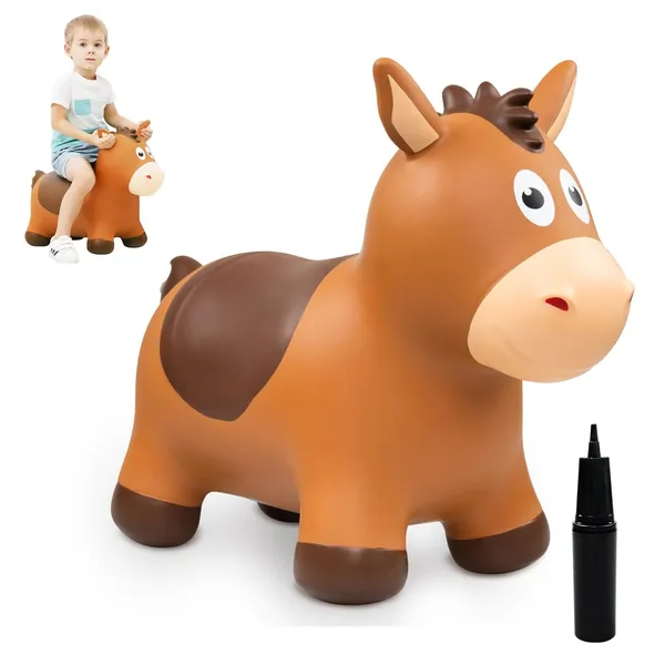 Zoojoy_Bouncy_Animals_Hopper_Inflatable_Bouncing_Horse_Hopper_Outdoor_Indoor_Jumping_Bounce_Hopping_Toys_For_Toddlers_Gift_For_18_Months_2_3_4_Year_Old_Kid_Toddler_Brown_Horse_Toys_For_Boys_And_Girls_Indoor_Outdoor_Bounce_Toys_For_2_Year_Old_Kids_Birthday_Gifts_For_2_3_4_5_6_Yrs_With_Pump