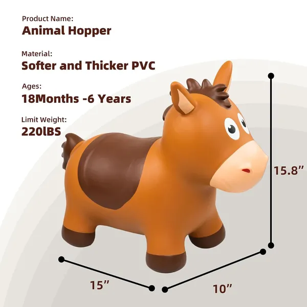 Zoojoy_Bouncy_Animals_Hopper_Inflatable_Bouncing_Horse_Hopper_Outdoor_Indoor_Jumping_Bounce_Hopping_Toys_For_Toddlers_Gift_For_18_Months_2_3_4_Year_Old_Kid_Toddler_Brown_Horse_Toys_For_Boys_And_Girls_Indoor_Outdoor_Bounce_Toys_For_2_Year_Old_Kids_Birthday_Gifts_For_2_3_4_5_6_Yrs_With_Pump
