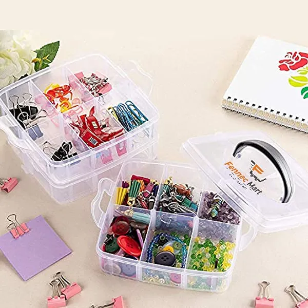 3_Layer_18_Grids_Transparent_Plastic_Organizer_Jewelry_Craft_Accessories_Storage_Box_Basket_Container_With_Collapsible_And_Removable_Dividers_Multi_Colour
