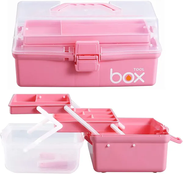 Multi_Purpose_3_Layer_Toolbox_With_Tray_13_2_Inch_Plastic_Portable_Tool_Case_Students_Drawing_Tool_Box_For_Art_Craft_Storage_Tool_Organizers_Folding_Storage_Multi_Color