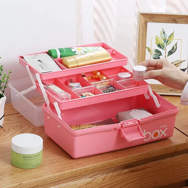 Multi_Purpose_3_Layer_Toolbox_With_Tray_13_2_Inch_Plastic_Portable_Tool_Case_Students_Drawing_Tool_Box_For_Art_Craft_Storage_Tool_Organizers_Folding_Storage_Multi_Color