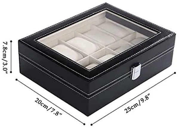 Watch_Storage_Box_Display_Case_Organizer_Of_Faux_Leather_Finish_With_Glass_Window_10_Slot_Watch_Box