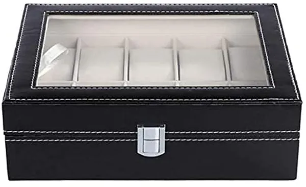 Watch_Storage_Box_Display_Case_Organizer_Of_Faux_Leather_Finish_With_Glass_Window_10_Slot_Watch_Box