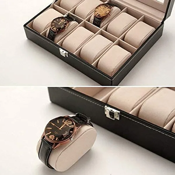 Watch_Storage_Box_Display_Case_Organizer_Of_Faux_Leather_Finish_With_Glass_Window_10_Slot_Watch_Box