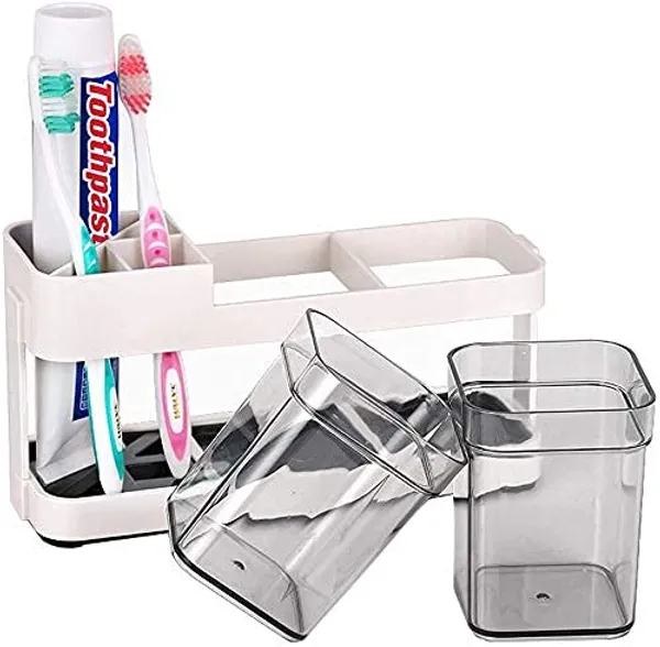 2_Cup_Plastic_Toothbrush_Holder_Toothpaste_Stand_Bathroom_Storage_Organizer_With_4_Slots_For_Toothbrushes_Shaving_Kit