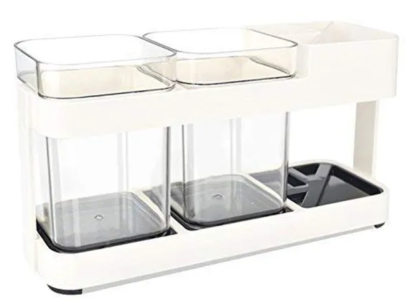 2_Cup_Plastic_Toothbrush_Holder_Toothpaste_Stand_Bathroom_Storage_Organizer_With_4_Slots_For_Toothbrushes_Shaving_Kit