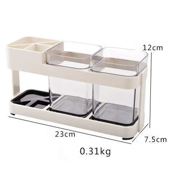2_Cup_Plastic_Toothbrush_Holder_Toothpaste_Stand_Bathroom_Storage_Organizer_With_4_Slots_For_Toothbrushes_Shaving_Kit