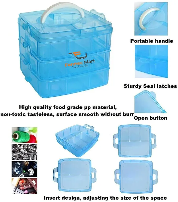 Square_Foldable_Plastic_Organizer_Basket_Blue_18_Grids