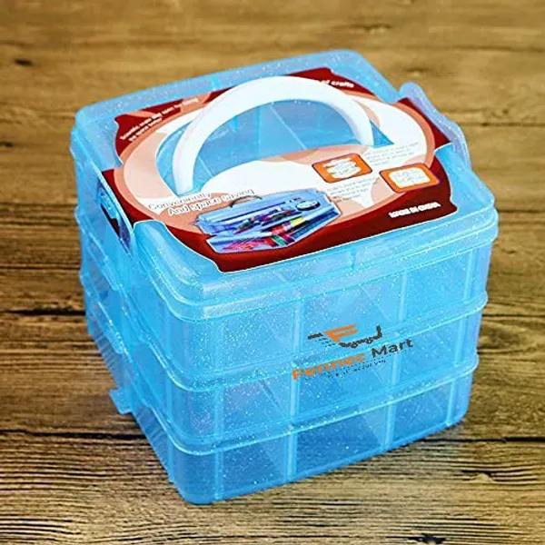 Square_Foldable_Plastic_Organizer_Basket_Blue_18_Grids