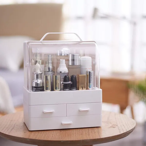Makeup_Organizer_Box_Cosmetic_Storage_Modern_Cosmetic_Storage_Holder_Portable_Handle_Fully_Open_Waterproof_Lid_Dustproof_Drawers_Great_For_Bathroom_Dresser_Countertop