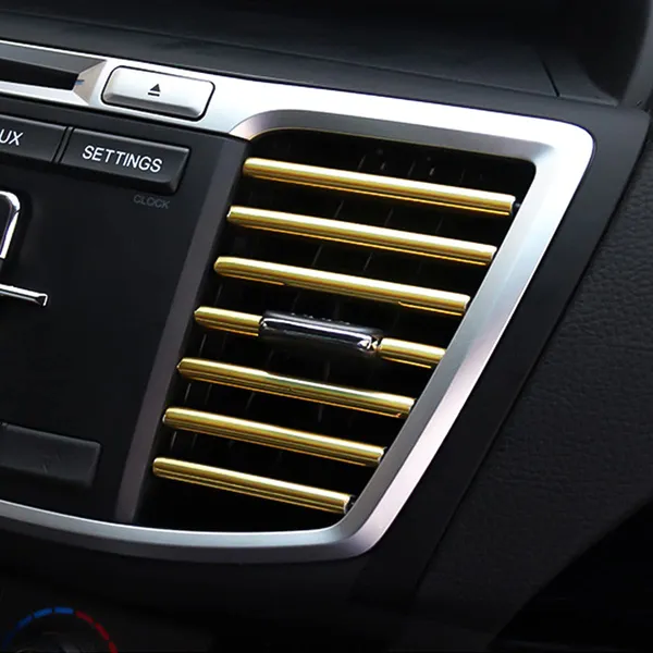 8sanlione_20_Pieces_Car_Air_Conditioner_Decoration_Strip_For_Vent_Outlet_Universal_Waterproof_Bendable_Air_Vent_Outlet_Trim_Decoration_Car_Interior_Accessories_Gold_Polyvinyl_Chloride
