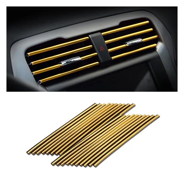 8sanlione_20_Pieces_Car_Air_Conditioner_Decoration_Strip_For_Vent_Outlet_Universal_Waterproof_Bendable_Air_Vent_Outlet_Trim_Decoration_Car_Interior_Accessories_Gold_Polyvinyl_Chloride