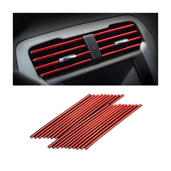 8sanlione_20_Pieces_Car_Air_Conditioner_Decoration_Strip_For_Vent_Outlet_Universal_Waterproof_Bendable_Air_Vent_Outlet_Trim_Decoration_Suitable_For_Most_Air_Vent_Outlet_Car_Interior_Accessories_Red