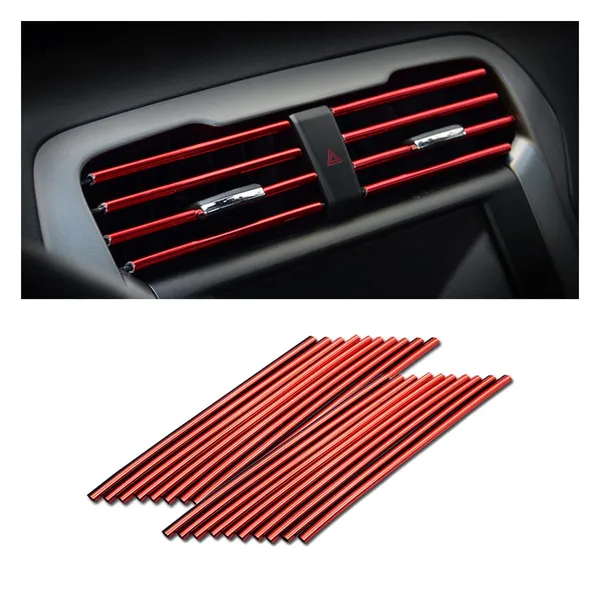 8sanlione_20_Pieces_Car_Air_Conditioner_Decoration_Strip_For_Vent_Outlet_Universal_Waterproof_Bendable_Air_Vent_Outlet_Trim_Decoration_Suitable_For_Most_Air_Vent_Outlet_Car_Interior_Accessories_Red