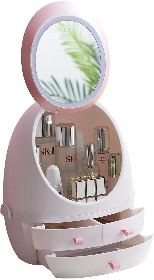 Pink_Makeup_Organizer_Modern_Jewelry_And_Storage_Boxes_With_Rotatable_Mirror_Makeup_Mirror_Desktop_Finishing_Box_Bathroom_And_Vanity_Dresser_And_Countertop_3_Drawers_Multi_Colour