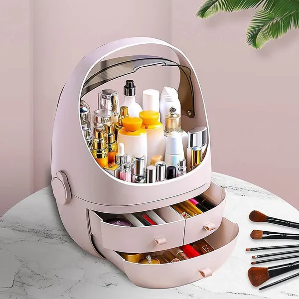Makeup_Organizer_Modern_Jewelry_And_Cosmetic_Storage_Display_Boxes_With_Rotate_Mirror_Skin_Care_Products_Organizer_Dresser_Vanity_And_Counter_Top_3_Drawers_Multi_Colour