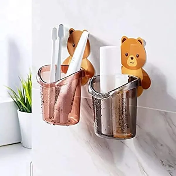 Pack_Of_2_Self_Adhesive_Plastic_Wall_Mounted_Multipurpose_Teddy_Bear_Toothbrush_Holder_Cup_Abs_Plastic_With_Strong_Adhesive_Sticker_For_Keeping_Toothpaste_Cream_Lotion_Shampoo_2