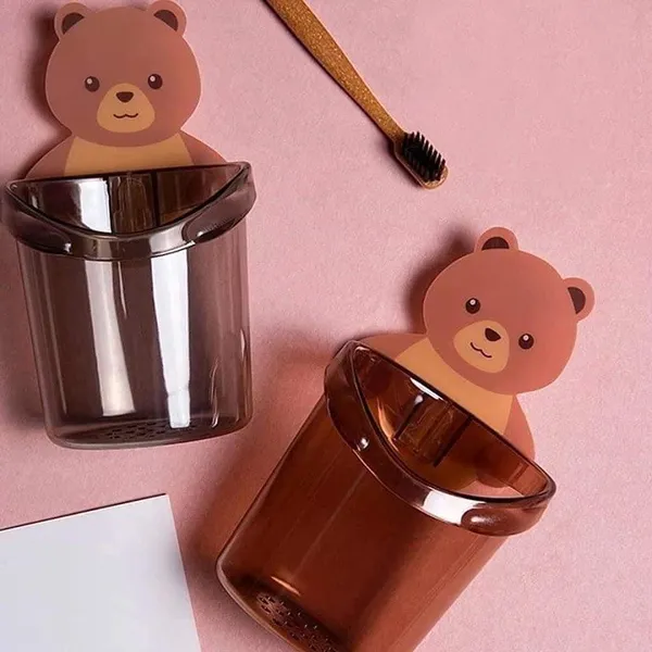 Pack_Of_2_Self_Adhesive_Plastic_Wall_Mounted_Multipurpose_Teddy_Bear_Toothbrush_Holder_Cup_Abs_Plastic_With_Strong_Adhesive_Sticker_For_Keeping_Toothpaste_Cream_Lotion_Shampoo_2