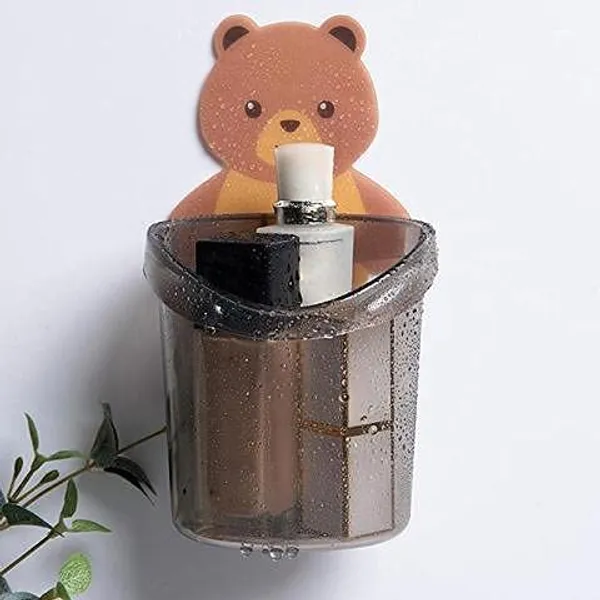 Pack_Of_2_Self_Adhesive_Plastic_Wall_Mounted_Multipurpose_Teddy_Bear_Toothbrush_Holder_Cup_Abs_Plastic_With_Strong_Adhesive_Sticker_For_Keeping_Toothpaste_Cream_Lotion_Shampoo_2