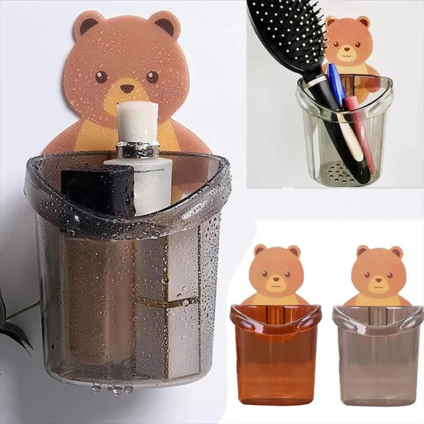 Pack_Of_2_Self_Adhesive_Plastic_Wall_Mounted_Multipurpose_Teddy_Bear_Toothbrush_Holder_Cup_Abs_Plastic_With_Strong_Adhesive_Sticker_For_Keeping_Toothpaste_Cream_Lotion_Shampoo_2