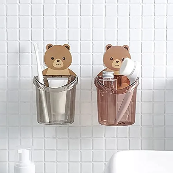 Pack_Of_4_Self_Adhesive_Plastic_Wall_Mounted_Multipurpose_Teddy_Bear_Toothbrush_Holder_Cup_Abs_Plastic_With_Strong_Adhesive_Sticker_For_Keeping_Toothpaste_Cream_Lotion_Shampoo_4