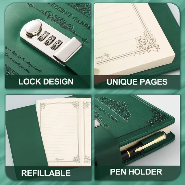 Xiyunte_Diaries_With_Lock_A5_Adult_Diary_With_Lock_Vintage_Pu_Leather_Journal_Notebook_With_Pen_Personal_Diary_With_Pen_Holde_200_Pages_100gsm_Premium_Thick_Paper_Gift_Box_Green