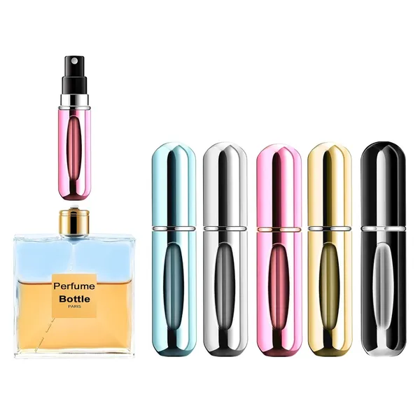 Yamadura_Portable_Mini_Perfume_Atomizer_Refillable_Spray_Bottle_Scent_Pump_Case_5ml_5_Pack_Pink_Gold_Black_Silver_Blue