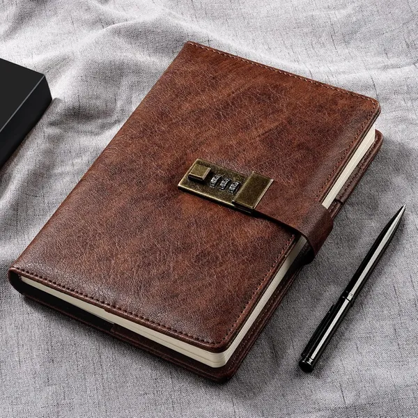 Wemate_Diary_With_Lock_A5_Pu_Leather_Journal_With_Lock_240_Pages_Brown_Vintage_Lock_Journal_Password_Notebook_With_Pen_Gift_Box_Lock_Diary_Planner_Organizer_For_Men_And_Women_8_6x5_8in