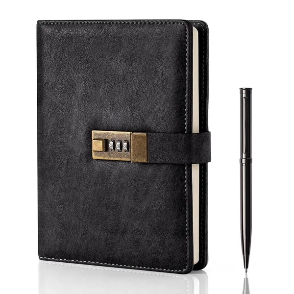 Wemate_Diary_With_Lock_A5_Pu_Leather_Journal_With_Combination_Lock_Vintage_Lock_Journal_Password_Protected_Notebook_With_Pen_Gift_Box_Lock_Diary_Planner_Organizer_For_Women_Men_8_6x5_8in_Black_240_Pages