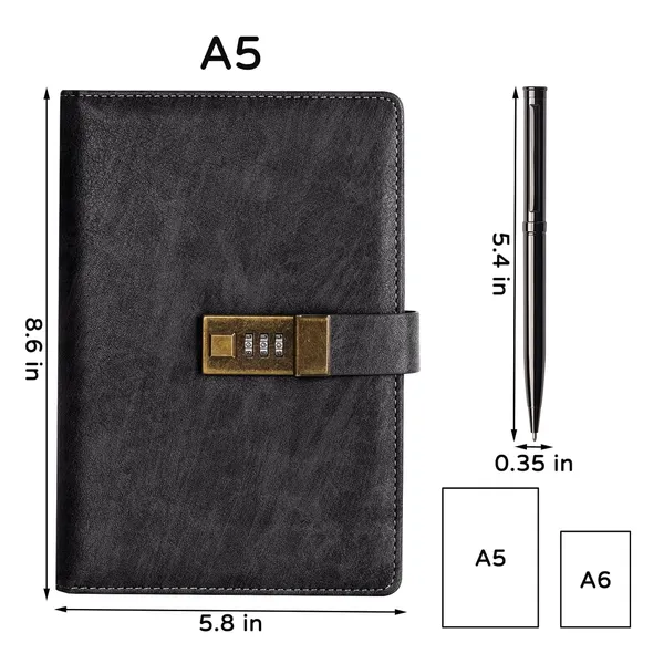Wemate_Diary_With_Lock_A5_Pu_Leather_Journal_With_Combination_Lock_Vintage_Lock_Journal_Password_Protected_Notebook_With_Pen_Gift_Box_Lock_Diary_Planner_Organizer_For_Women_Men_8_6x5_8in_Black_240_Pages