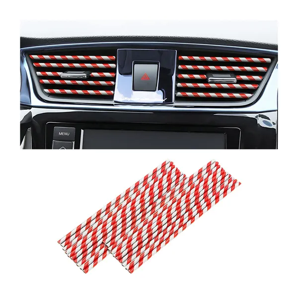8sanlione_20pcs_Car_Air_Conditioner_Decoration_Strip_Diy_Air_Vent_Outlet_Trim_Strip_Bendable_Car_Interior_Accessories_Car_Molding_Strip_For_Most_Air_Vent_Outlet_Red_Stripe