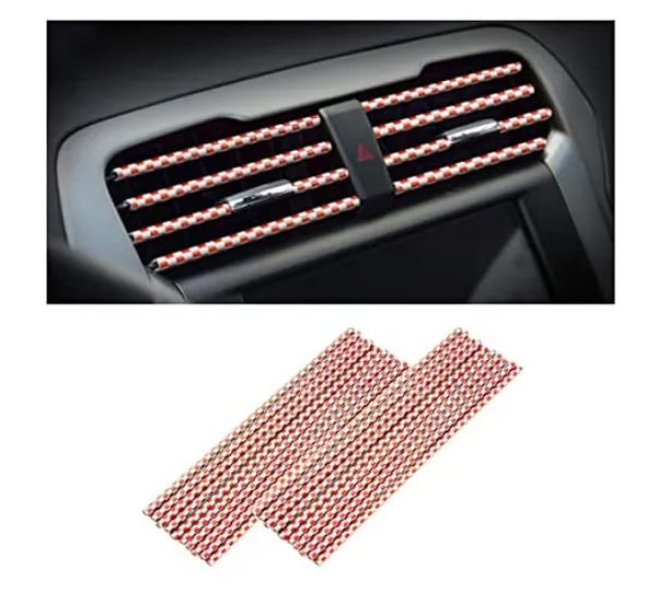 8sanlione_Polyvinyl_Chloride_Pvc_20pcs_Car_Air_Conditioner_Decoration_Strip_Diy_Air_Vent_Outlet_Trim_Strip_Bendable_Car_Interior_Accessories_Car_Molding_Strip_For_Most_Air_Vent_Outlet_Red_Lattice_Decorative_Accent_Lines_Insert_Style_Placement_Fits_Compatible_Outlet_Gaps_Car_Interior_Accessories